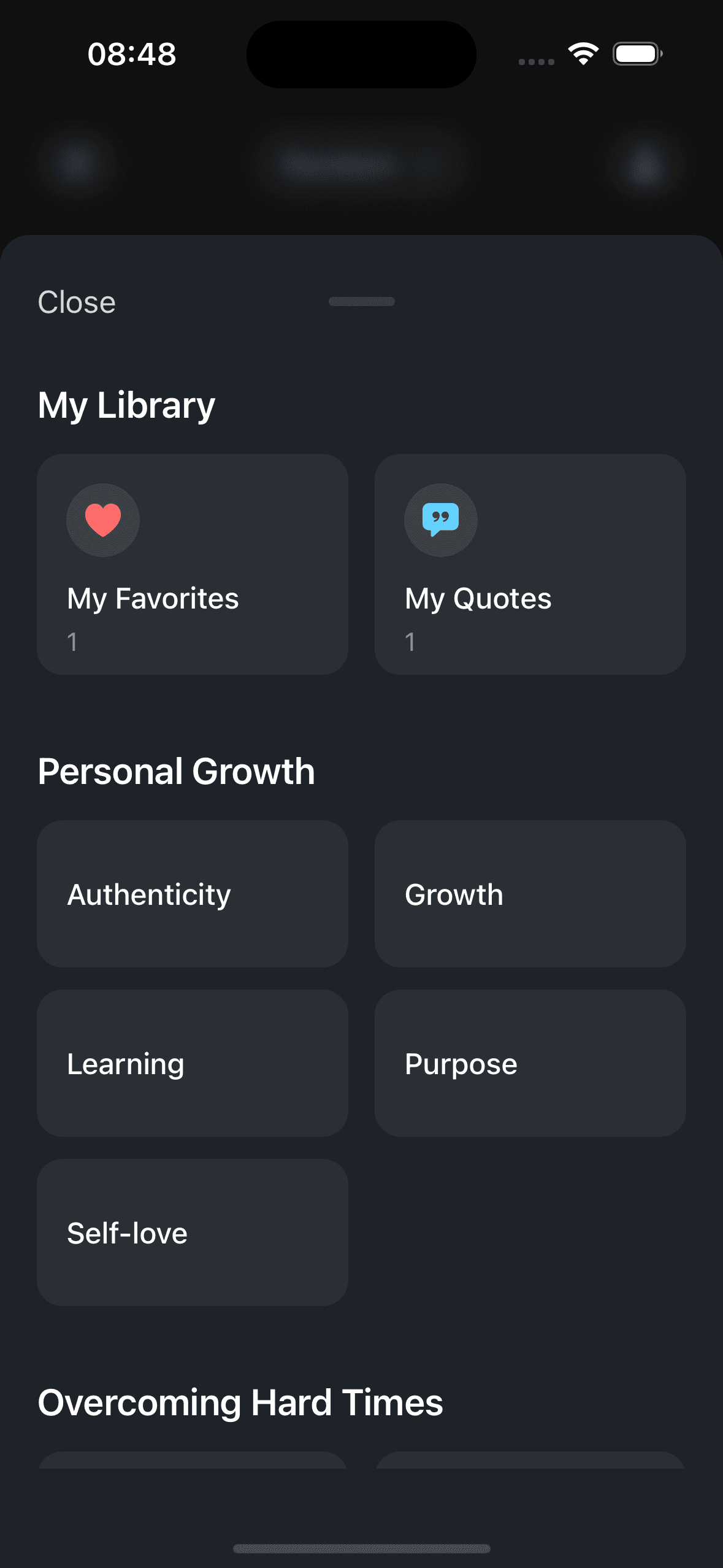 Collections screen in Zenwords app
