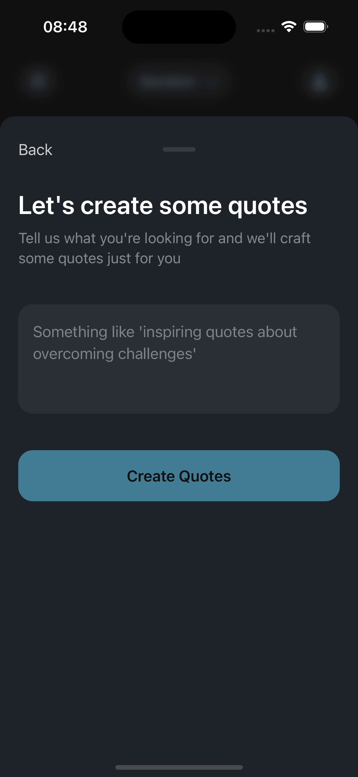 Personal growth screen in Zenwords app